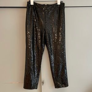 Sequined lined black pants.